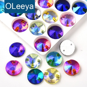 Oleeya al por mayor, pedrería de cristal Rivoli de base plana para coser, cristales 3A para coser en tela, pedrería para ropa DIY - Product Image 1