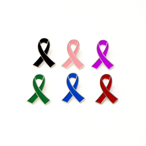 Broches Ruban de Sensibilisation Rouge, Ruban Rose pour la lutte contre le VIH/SIDA, Badge de revers pour la lutte contre le cancer du sein, Broche multicolore effet goutte d'huile - Product Image 1
