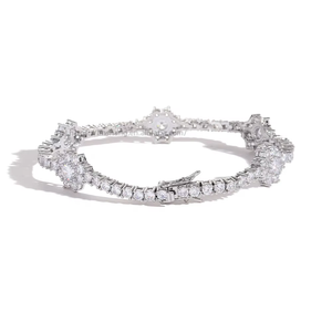 New Flower-shaped Copper Zircon Tennis <b>Bracelet</b>, <b>Couples</b> Stacking Women's Jewelry Hip-hop Tanjing Fashion Lijing Necklace - Product Image 5