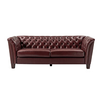 Klassisches Echtleder 3-Sitzer Chesterfield-Sofa mit Tiefen Knopfheftungen Antikes Wohnzimmer-Möbelstück
