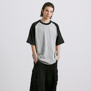 Hot New Arrival Unisex 100% Cotton Women <b>T</b>-<b>Shirt</b> Color Block Patchwork <b>Plain</b> Blank <b>Oversize</b> Men <b>T</b> <b>Shirt</b> - Product Image 5