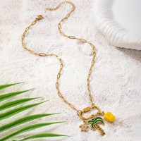 Collier à breloques émail Océan, chaîne dorée vintage, pendentif étoile de mer et coquillage pour femme, bijoux de plage d'été, cadeau