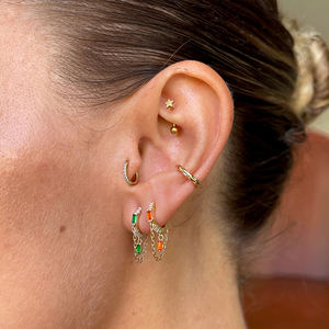 Pendientes de aro Huggie de circonitas cúbicas de plata 925 chapados en oro, joyería de moda, 1 unidad, RINNTIN, 1 unidad - Product Image 6