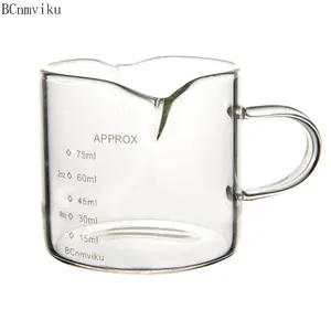 Bcnmviku एकल स्पैट जो ग्लास हैंडल v के साथ ट्रिपल पिचर दूध कप को मापने वाला उच्च बोरोसिलिकेट ग्लास मापने वाला कप