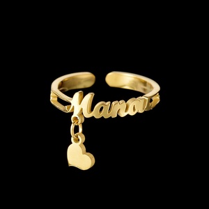 แหวนสแตนเลสสตีลสลักชื่อพร้อมจี้รูปหัวใจ ชุบทอง 24K ดีไซน์น่ารัก เหมาะสำหรับใส่ทุกวัน เป็นเครื่องประดับแฟชั่นสำหรับทุกเพศทุกวัย เหมาะเป็นของขวัญ - Product Image 2