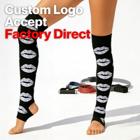 Chaussettes de yoga antidérapantes pour femmes, respirantes, en maille, hauteur genou, pour exercices quotidiens, échantillon gratuit, lettres personnalisables