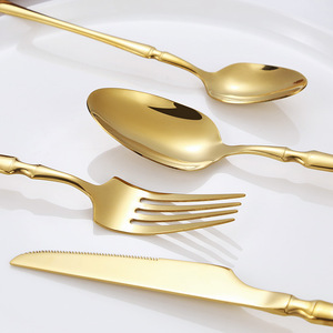 Stainless Steel Western Steak <strong>Gold</strong> Cutlery <strong>Set</strong> Parties Featuring Thin Small Waist Design Knife Fork Spoon <strong>Set</strong> for Event Gifts - Product Image 5