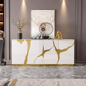 יוקרה שיקוף אחסון ארון עם 9 מגירות לסלון בתי מלון לבן זכוכית קבינט - Product Image 3