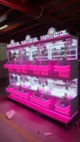 Mini-machine à grue pour 4 joueurs avec accepteur de billets et de pièces, lecteur de cartes, jeu d'arcade personnalisé, son réaliste et lumières clignotantes en métal