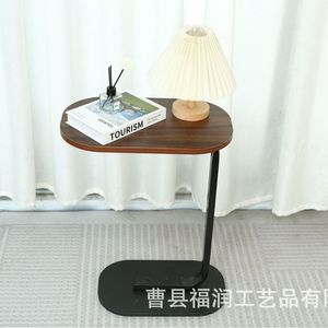 Simple <b>C</b> <b>Shape</b> Side <b>Table</b> 45x30x60cm Wood Top Metal Base Living Room Bedroom Balcony Coffee <b>Table</b> - Product Image 2