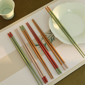 Chopsticks 4 Pair <b>Set</b> Round Solid Color Non Slip Mold Resistant Floating For Household Gift - Product Image 1