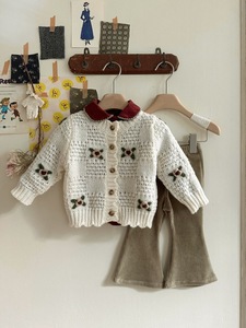 Ensemble de vêtements pour bébé en tricot avec logo personnalisé, vêtements d'hiver pour nouveau-nés, pulls, cardigans, vêtements pour bébés et tout-petits - Product Image 1