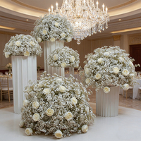 Bouquet de fleurs artificielles pour mariage, rose et gypsophile, blanc, pour table, attrayant, style occidental, pour créer des souvenirs inoubliables, décoration