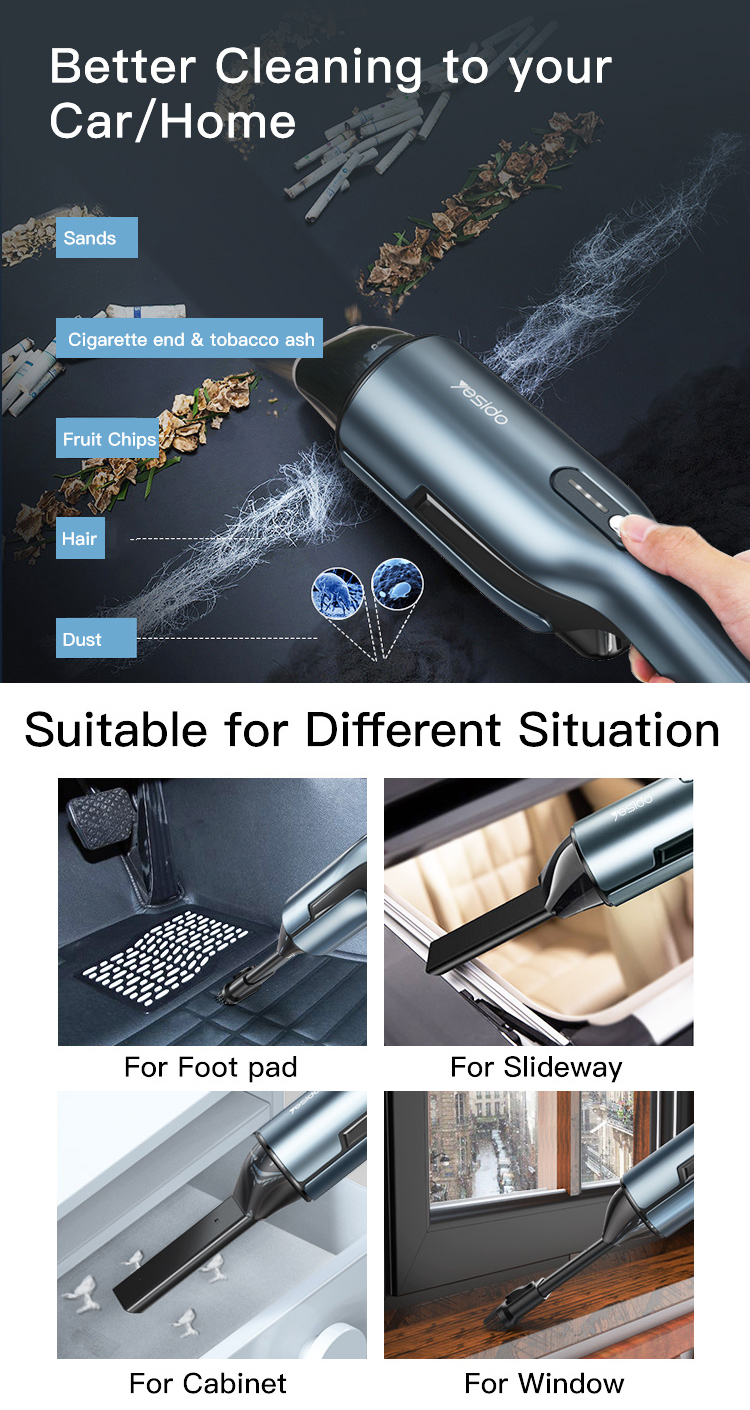 Yesido Powerful Rechargeable Mini Car Sofa Home Seat Vacuum Cleaner Wireless Cordless Handheld Portable Vacuum Cleaner For Car