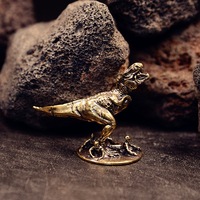 1 pièce Figurine de dinosaure en laiton massif, objet décoratif de bureau, modèle de collection créatif sur le thème du monde des dinosaures