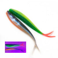 Alpha 13CM 8G PVC souple appât Split-tail Simulation de vers de terre moules en plastique souple leurre de pêche pour poissons d'eau douce lac et rivière