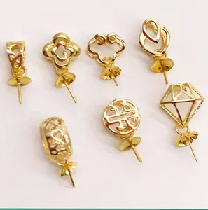  Pingente bali personalizado para miçangas de pérolas, acessórios de joias personalizados, joias em ouro maciço 18K, amuletos DIY