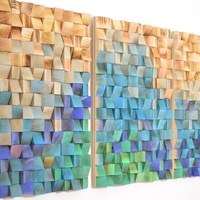 Sculpture murale moderne en bois, décoration rustique en bois de récupération, peinture abstraite, art mural ombré