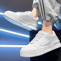 Sneakers plateforme en cuir synthétique unisexe, nouvelles chaussures de sport polyvalentes à la mode pour étudiants, chaussures décontractées augmentant la taille