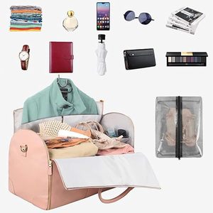 Sac de voyage pliable pour femmes, sac de voyage en tissu Oxford de 20 à 35l, pour les sports de plein air, rose, marron, blanc, couleur unie, printemps 2024 - Product Image 4