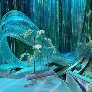 Toile de fond de mariage décor grande fleur <span class=keywords><strong>en</strong></span> papier ensemble tissu <span class=keywords><strong>organza</strong></span> artificiel fleurs géantes pour vitrine - Product Image 1