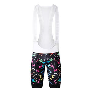 Cuissard de cyclisme unisexe performant à imprimé géométrique coloré et réfléchissant, respirant et rembourré, pour la course de compétition - Product Image 2