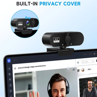 Webcam 1080P untuk PC dengan Mikrofon, Kamera Komputer, Penutup Privasi untuk Streaming, Konferensi, Zoom, Skype, Facetime, Laptop