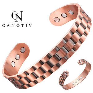 Wide <strong>Copper</strong> Plain Cuff <strong>Bangles</strong> for Healthy Neodymium Magnet Pure <strong>Copper</strong> Bracelet Relief Joint Pain <strong>Men</strong> - Product Image 3