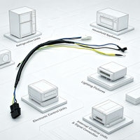 Faisceau de câblage multi-embouts avec connecteurs mixtes, bornes à fourche et cosses à anneau pour appareils électroménagers et unités de contrôle électroniques