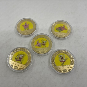 Chine Producteur Bonne Qualité Dessin Animé Mignon <span class=keywords><strong>Bob</strong></span> L'éponge Squarepants Or Métal 24k Plaqué Or Pièces en Stock - Product Image 1