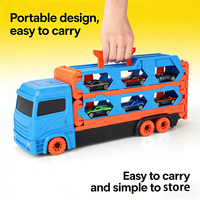 Piste de course pliable à double niveau avec rail de rangement déformable et voitures miniatures en alliage moulé sous pression pour enfants