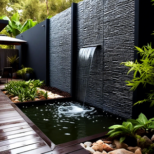 <span class=keywords><strong>Fontana</strong></span> a Cascata <span class=keywords><strong>da</strong></span> Parete per Esterni, Grande, Moderna, Personalizzata, con Scultura Artigianale, Effetto Rugiada - Product Image 2