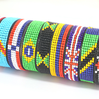 Bracelet artisanal vintage en perles de verre Miyuki, ajustable, unisexe, avec motif drapeau patriotique