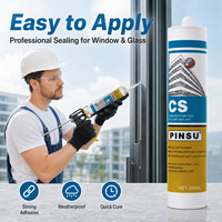 PINSU-CS Mastic adhésif neutre résistant aux intempéries pour murs-rideaux et véranda, adhésif pour verre extérieur, mastic étanche