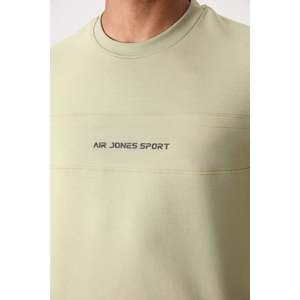 ชุดวอร์มผ้าคอตตอนผสมพิมพ์ลายสำหรับผู้ชาย Air Jones - เนื้อผ้านุ่มหนา สีเขียวมิ้นท์อ่อนและสีดำ ชุดกีฬาสองชิ้น - Product Image 5