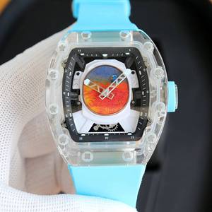 Customized RM52-05 Astronomical Blue Starry Sky Dial Transparent Crystal <b>Case</b> Men's Luxury Business Mechanical <b>Watch</b> - Product Image 1