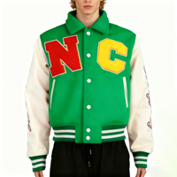 Vestes bomber de baseball hip-hop d'hiver XJYD, avec patchs en chenille brodés, manches en cuir PU, imperméables