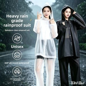 Adult Split-Style PVC <strong>Waterproof</strong> Breathable Raincoat Rain Pants <strong>Set</strong> for Cycling Long-Length Outerwear Designed Withstand Heavy - Product Image 2