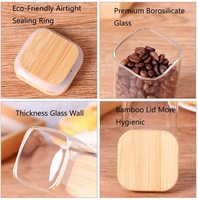 Meilleure vente pot en verre rond couvercle en bois cuillère en bambou anneau scellé stockage pour café épices Condiments divers Styles Options de couverture