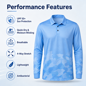 Maillot de pêche pour homme à marque privée, protection solaire UPF 50+, chemise de performance pour la pêche en haute mer, la navigation, le camping et les activités de plein air - Product Image 3