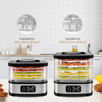 Déshydrateur alimentaire professionnel GDOR à plusieurs niveaux, 5 plateaux empilables faciles à nettoyer, taille unique, noir, pour fruits, poissons, viandes
