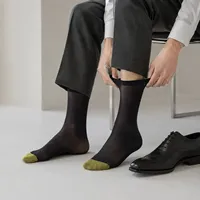 Chaussettes fines et respirantes pour hommes, chaussettes habillées à blocs de couleur pour chaussures en cuir
