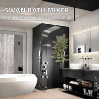 Prix direct usine – Panneau de douche mural noir en acier inoxydable de luxe, le plus populaire, pour baignoire classique autoportante