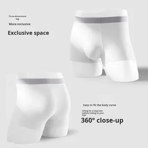 Caleçons boxers pour hommes en soie glacée, taille mi-haute, avec entrejambe antibactérien 10A, ultra-fins 120s, respirants, amples et sans couture - Product Image 4