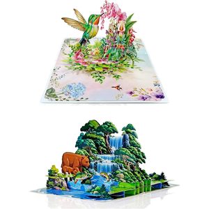 การ์ดอวยพรป๊อปอัพ 3 มิติรูปนกฮัมมิงเบิร์ด ของขวัญวันแม่ กระดาษ 4 สี รูปทรงสี่เหลี่ยมผืนผ้า พิมพ์ดิจิทัล เคลือบเงา - Product Image 1
