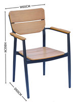 Chaise de restaurant d'extérieur Lifepursue en aluminium avec cadre en aluminium, pour café et salle à manger, avec accoudoirs et dossier à lattes
