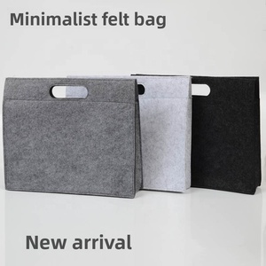 Len Cảm Thấy A4 Tài Liệu Lưu Trữ Cặp Đơn Giản Ipad Túi Xách Với Nút Chụp Cho Sinh Viên Tối Giản Máy Tính Xách Tay Túi Tay Áo Bìa Trường Hợp - Product Image 4