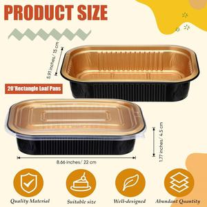 Black Gold Takeaway Tray 1000ml Disposable Oven-Safe Microwavable Food Grade PP Baking Food Packaging <b>Containers</b> Rectangle <b>Foil</b> - Product Image 2