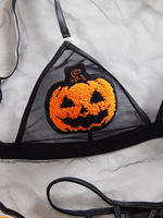 Bikini citrouille sexy pour femme Anime Devil Cosplay Costume Halloween Lingerie Goth Harness Ensemble soutien-gorge et culotte