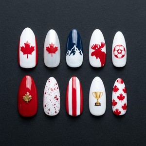 2026 pour Manucure : Faux Ongles à Presser Thème Football, Qualité Supérieure, Forme Amande, en ABS, Argentine - Product Image 1